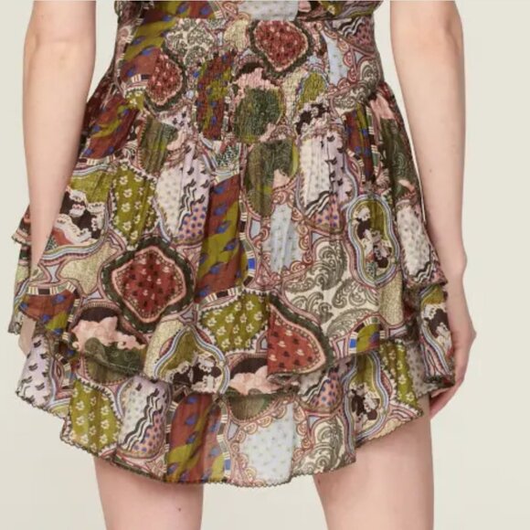 CHUFY Jag Skirt Soumy Olive Silk Blend Mini NWT M - Picture 2 of 11